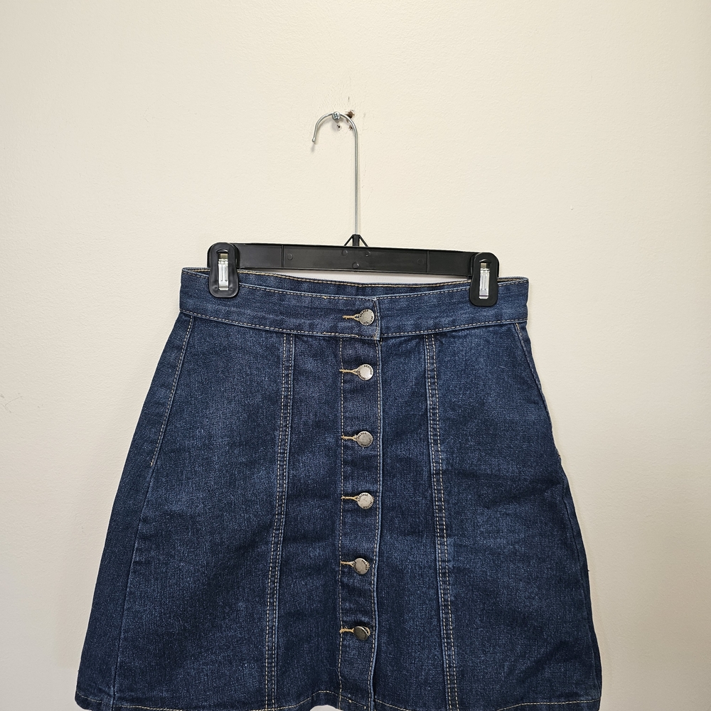 Denim Button-Front Skirt